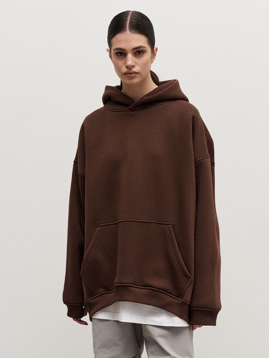 Sarah Express Women's Hooded Sweater Boyfriend Style Polar Fleece Loose Fit Pullover with Pockets