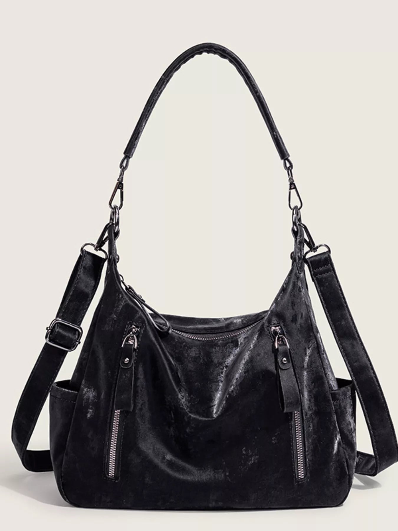 Sarah Express Women's Vintage Style Zipper Front Crossbody Bag Black ONESIZE