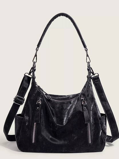 Sarah Express Women's Vintage Style Zipper Front Crossbody Bag Black ONESIZE