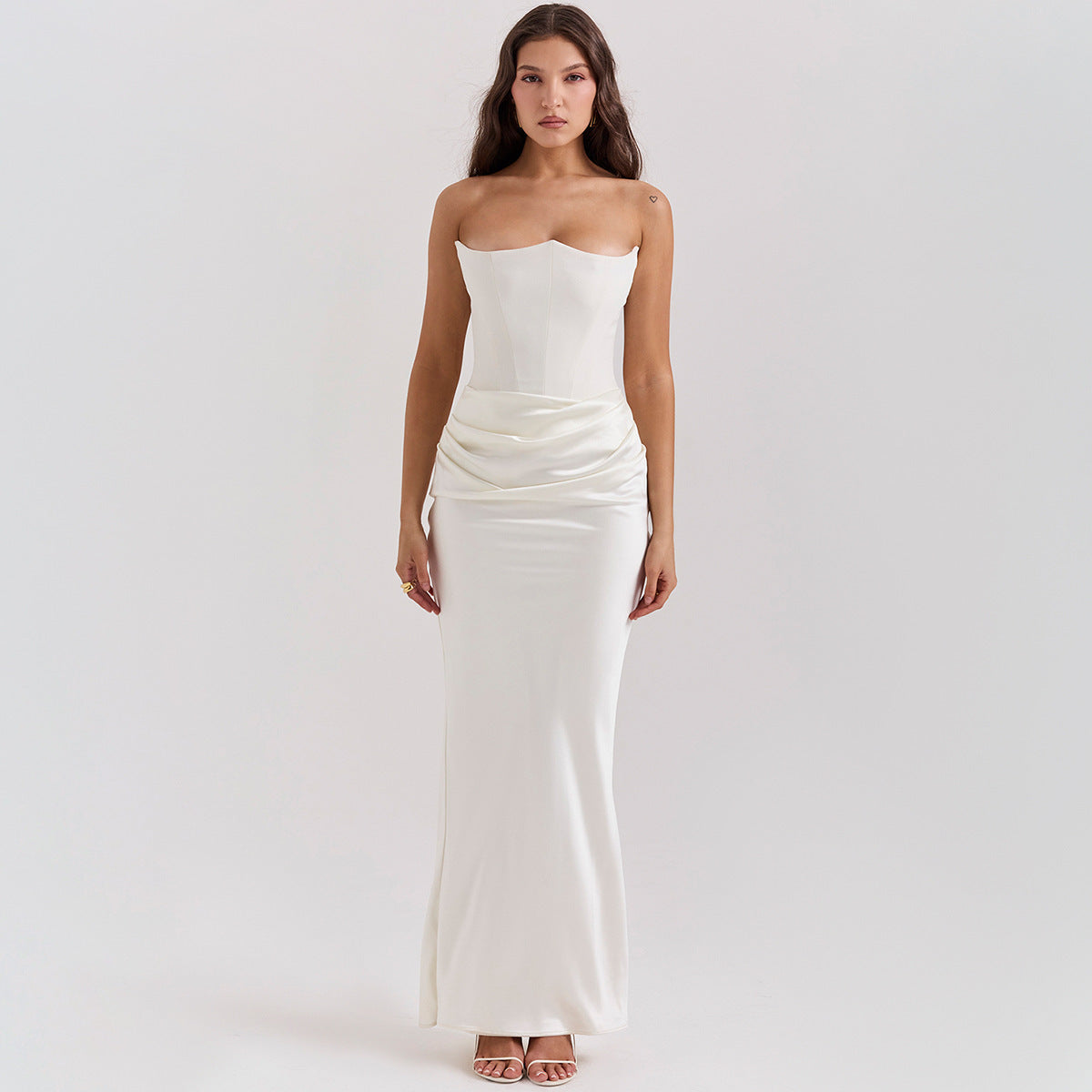 Backless Bandeau Maxi Dress Strapless Bodycon Evening Gown