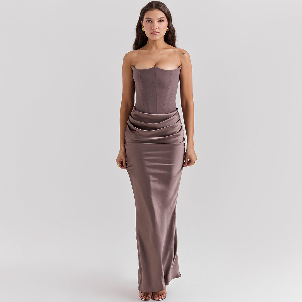 Backless Bandeau Maxi Dress Strapless Bodycon Evening Gown