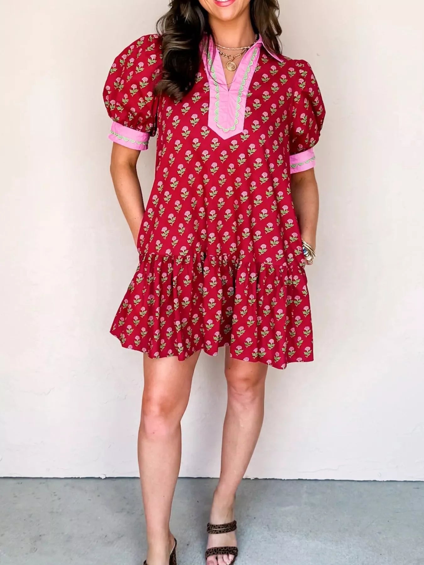 Sarah Express Women's Floral Print Ruffle Hem Mini Dress