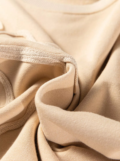 Sarah Express Women's Embroidered Floral Drop Shoulder Sweatshirt - Beige Crewneck Pullover