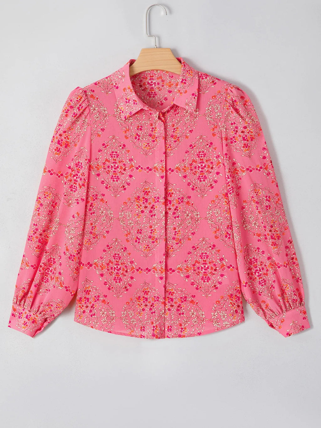 Sarah Express Women's Floral Print Lantern Sleeve Loose Shirt