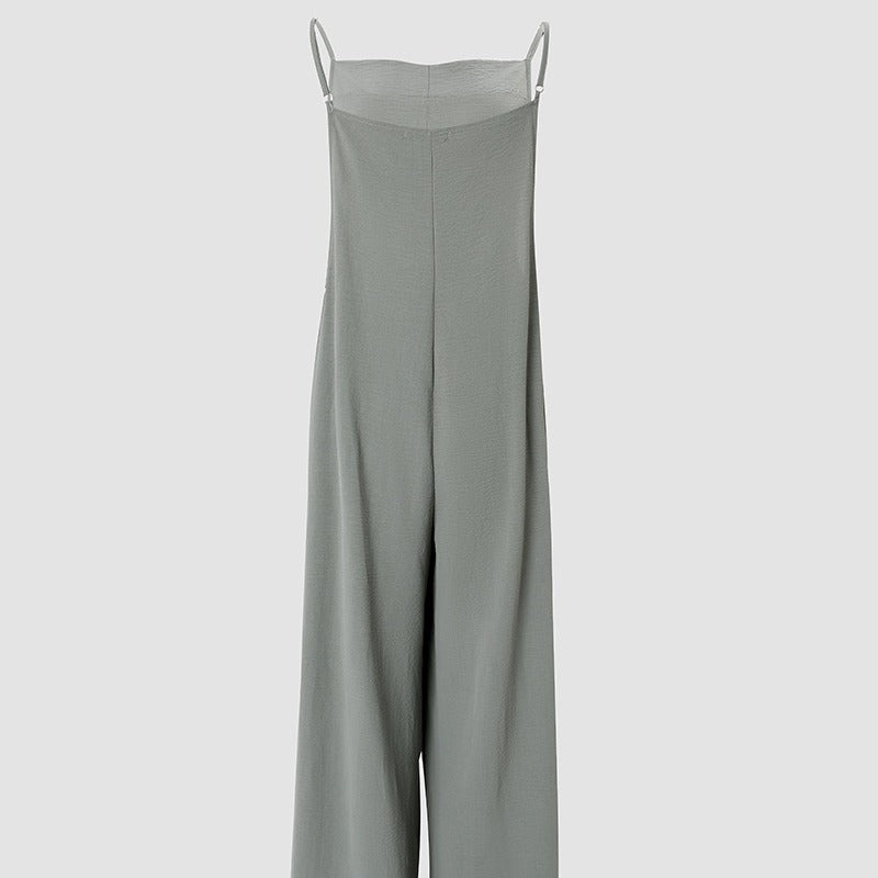 Sarah Express Women's Sleeveless Wide Leg Jumpsuit with Pockets Adjustable Strap Casual Summer Overall