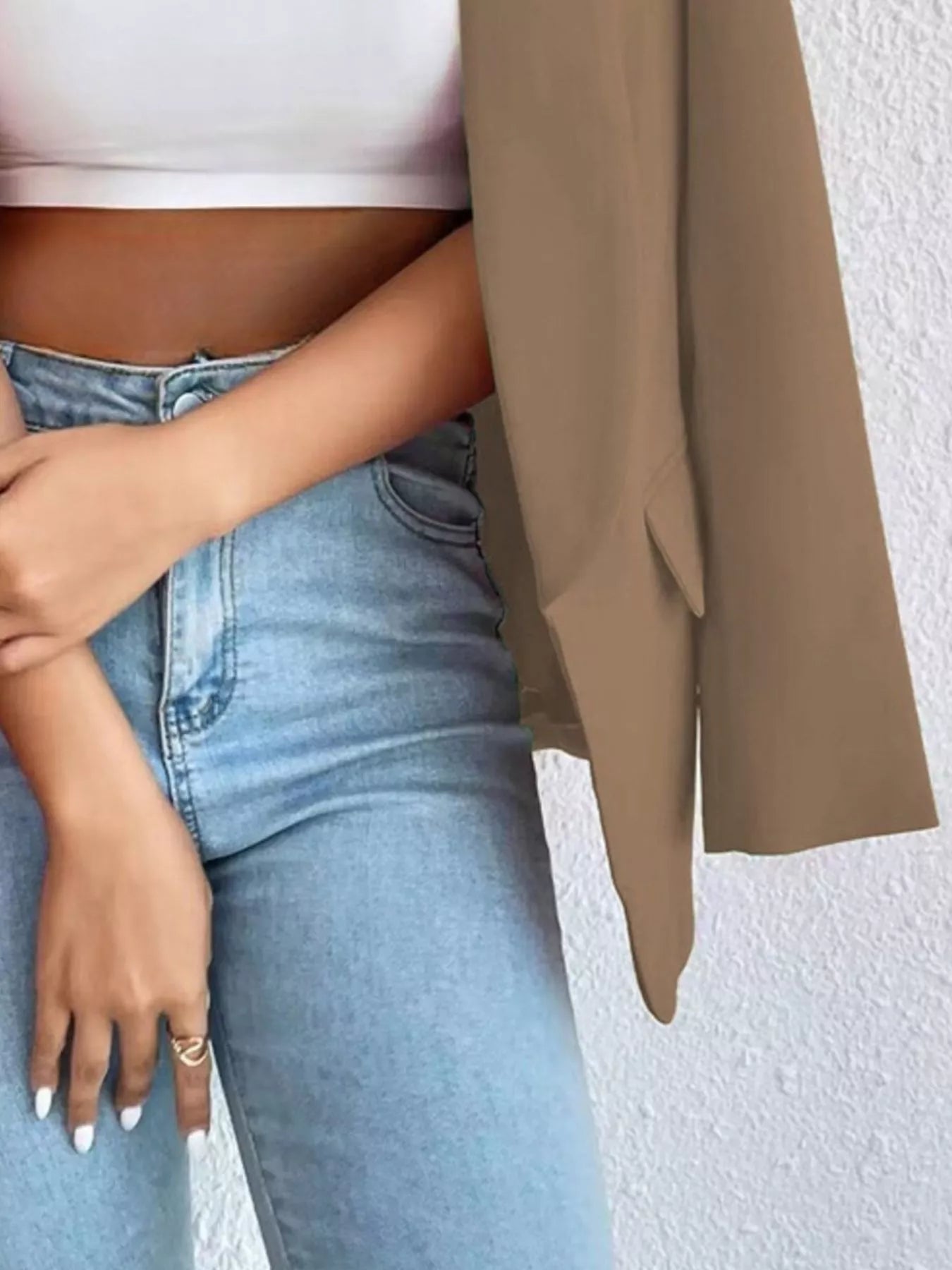 Sarah Express Women's Open Front Casual Blazer Plus Size Long Sleeve Professional Outerwear