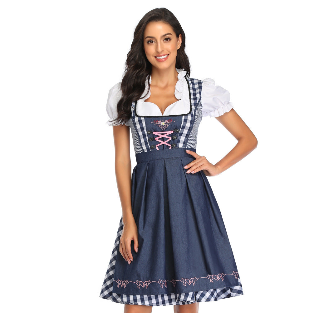 Sarah Express Women's Oktoberfest Dirndl Costume Bavarian Dress with Apron and Ribbon