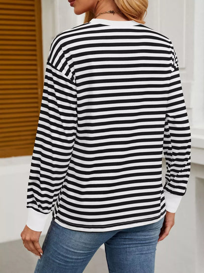 Sarah Express Women's Striped Long Sleeve Casual T-Shirt