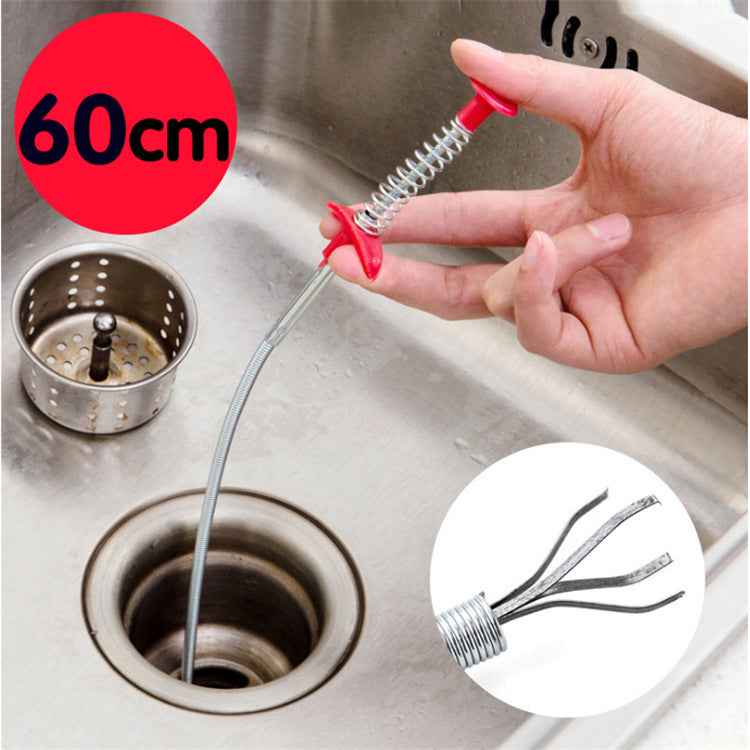 Sarah Express Drain Snake Hair Clog Remover Tool - 60cm Flexible Spring Pipe Cleaner for Kitchen Sink & Bathroom Drains