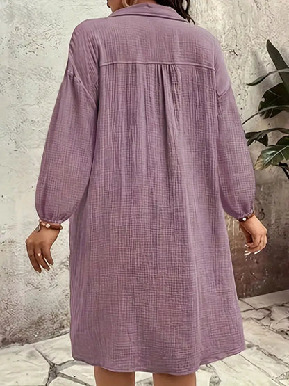 Sarah Express Women's Plus Size Casual Button-Down Shirt Dress