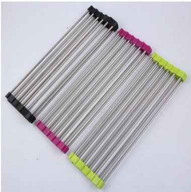 Sarah Express Folding Kitchen Sink Rack - Stainless Steel Dish Drainer Organizer