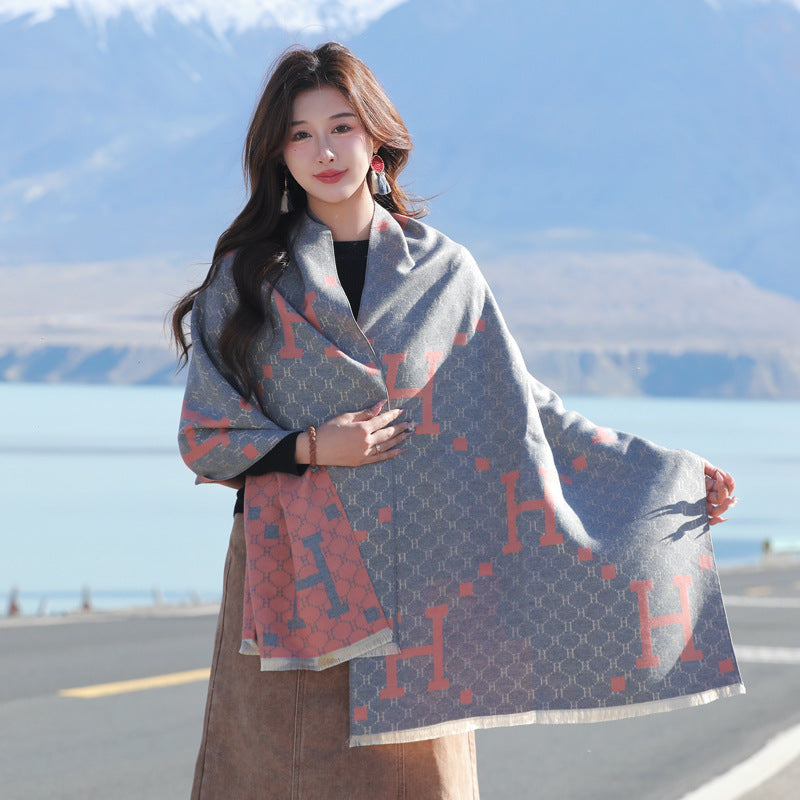 Sarah Express Geometric Ethnic Print Scarf Soft Cashmere-Feel Warm