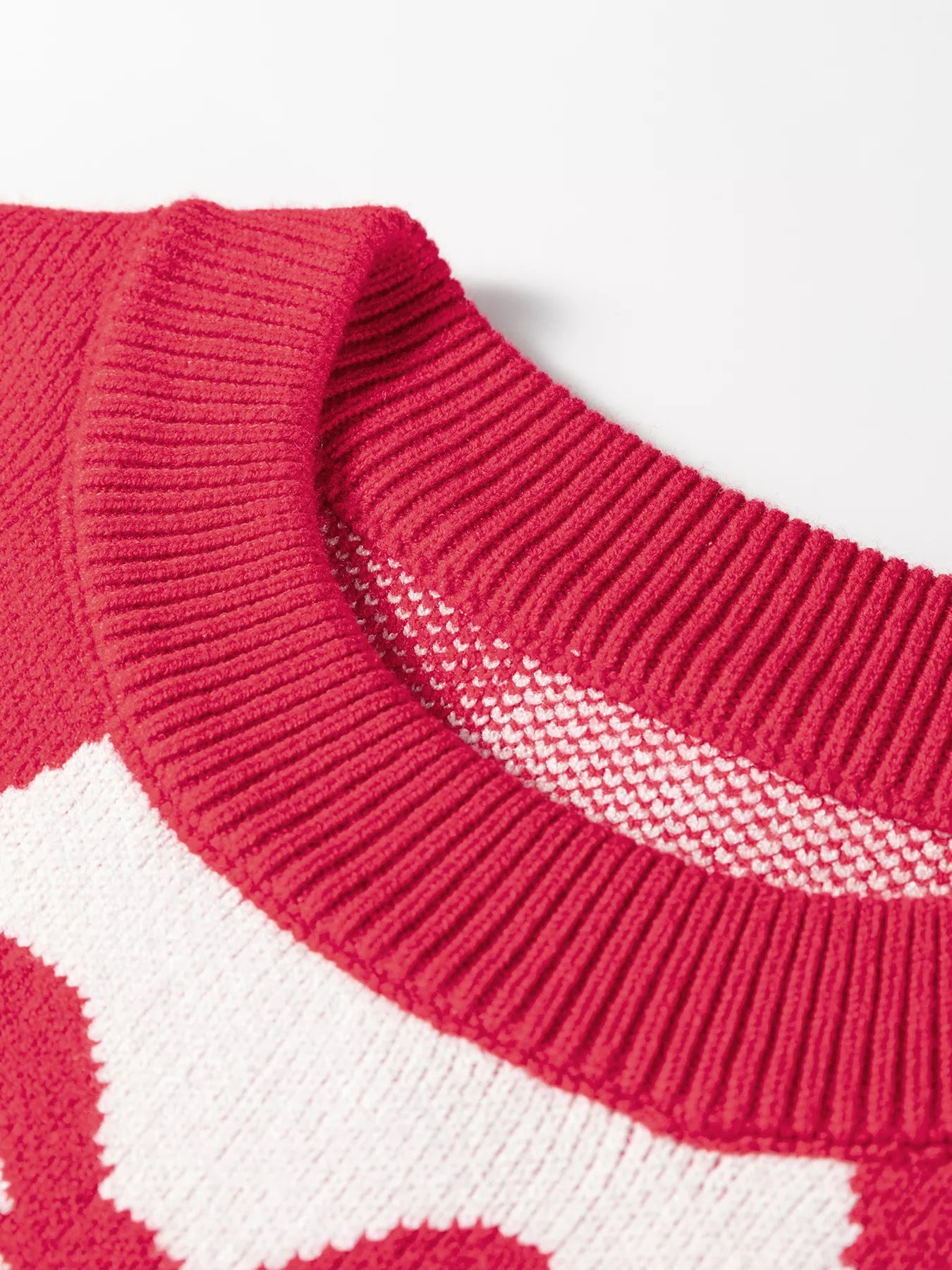 Sarah Express Women's Bow Print 2-Tone Rhombus Knit Loose Sweater