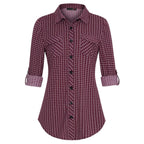 Sarah Express Women's Plaid Button Front Shirt Long Sleeve Casual Cardigan