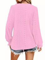 Sarah Express Women's Plus Size Eyelet V-Neck Flounce Sleeve Blouse