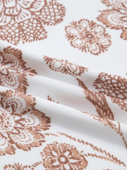 Sarah Express Women's Thumbhole Long Sleeve Floral Print Mesh Top