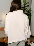 Sarah Express Women's Textured Waffle Knit Half-Zip Sweatshirt