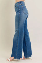 Sarah Express Women’s Plus Size High Rise Tummy Control Destroyed Wide Leg Jeans
