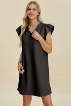 Sarah Express Women’s Plus Size Ruffled V-Neck Cap Sleeve Dress
