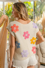 Sarah Express Women’s Crochet Flower Patch Sweater Vest
