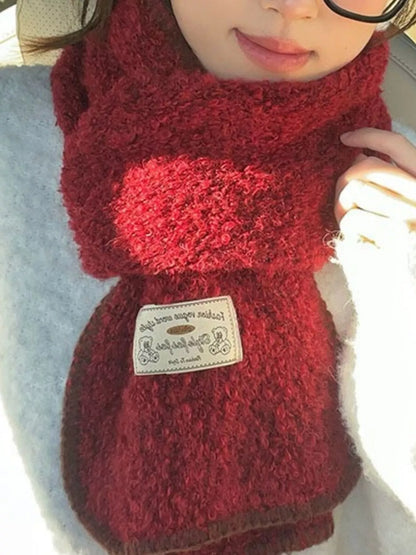 Sarah Express Women's Contrast Trim Plush Winter Scarf - Soft Warm Long Scarf