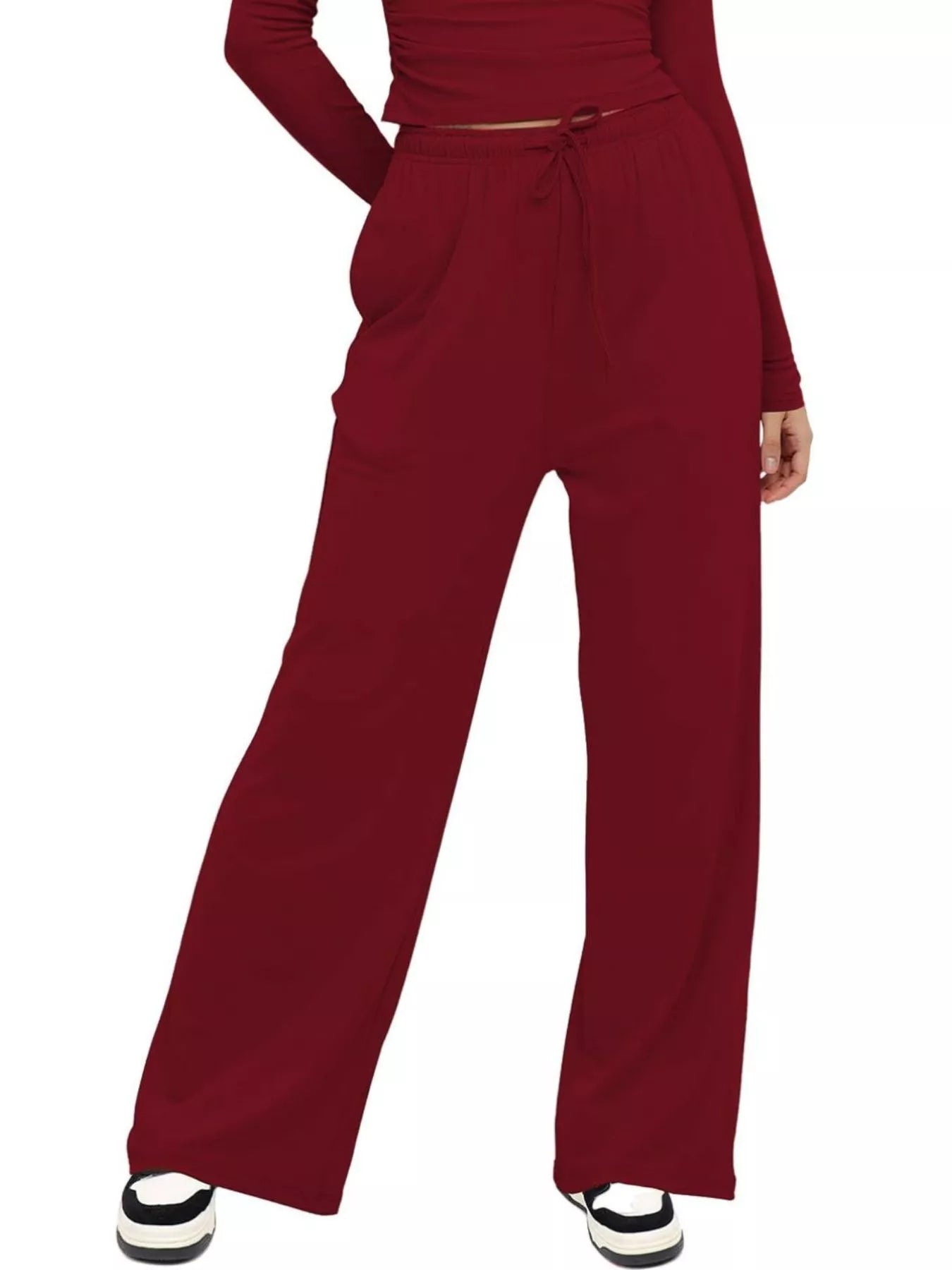 Sarah Express Women's Round Neck Long Sleeve Top and Pants Set