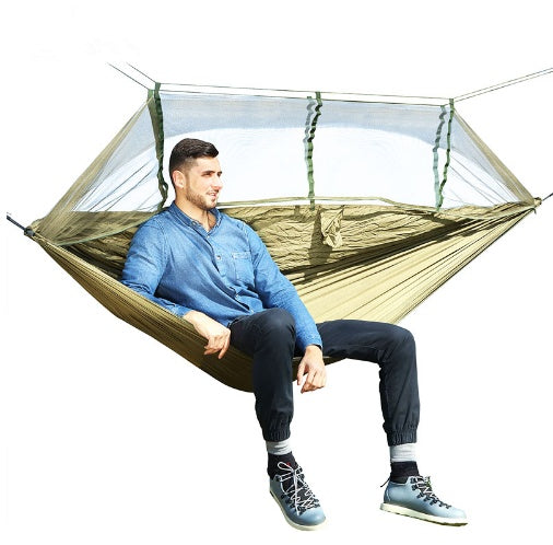 Portable Camping Hammock with Mosquito Net - Lightweight Parachute Nylon Outdoor Hammock
