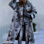 Sarah Express Women's Plaid Print Long Sleeve Coat Loose Fit Outerwear