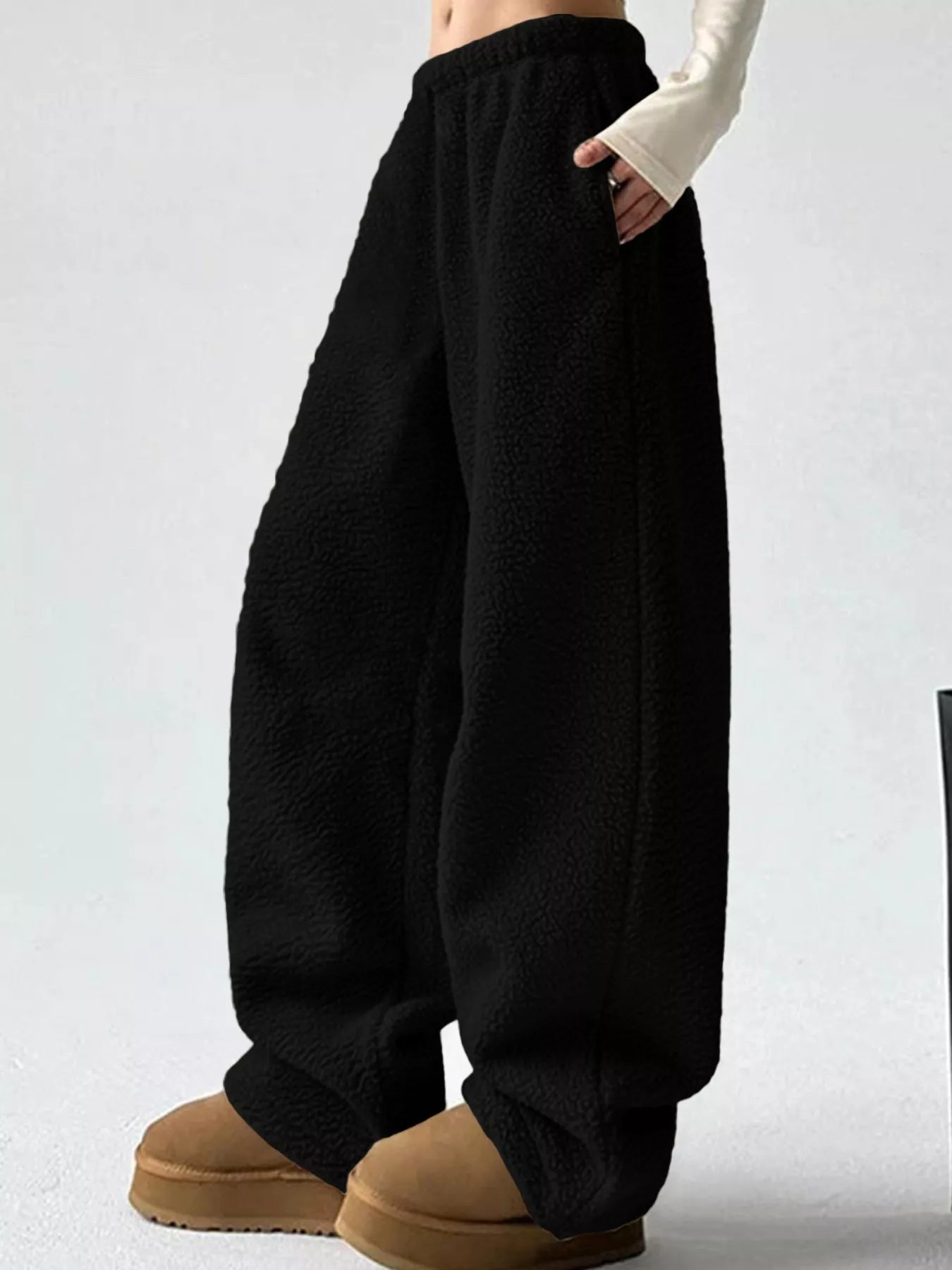 Sarah Express Women's Wide Leg Pants with Pockets - Plus Size High Waist Palazzo Trousers