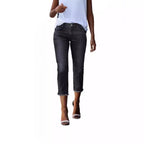 Women's High-Waist Stretch Denim Jeans - Slim Fit Cropped Pants