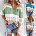 Sarah Express Women's Beach Knitted Top Short Sleeve Casual Summer Sweater