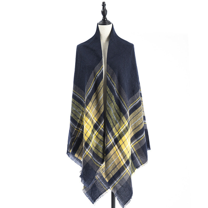 Sarah Express Women's Oversized Square Scarf Cashmere-like Double-Sided Shawl 140cm Woven Fall Winter Accessory