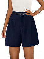 Sarah Express High Waist Wide Leg Casual Shorts Elastic Waistband Bermuda Length