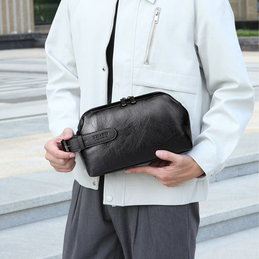 Sarah Express Men's Large Capacity PU Leather Handbag – Business Casual Tote Bag