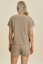 Sarah Express Women’s Plus Size Textured Top and Shorts Lounge Set
