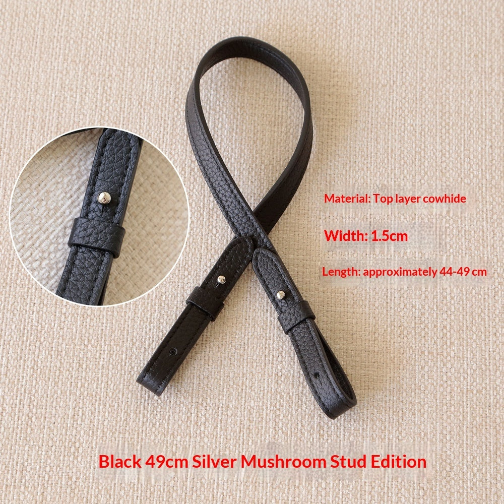 Sarah Express Genuine Leather Bag Strap Replacement – Adjustable Spaghetti Shoulder Strap with Gold & Silver Stud Detail Black silver stud version