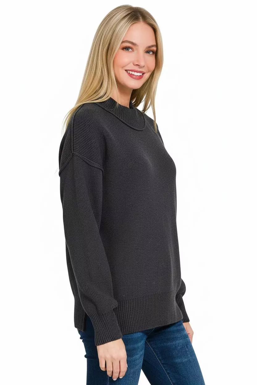 Sarah Express Women's Wide Neckband Drop Shoulder Sweater
