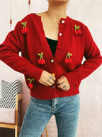 Sarah Express Women's Flower Button Up Long Sleeve Cardigan