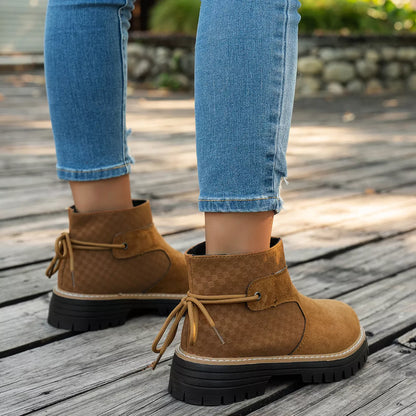 Sarah Express Women's Block Heel Ankle Boots - Suede Mid Heel Booties