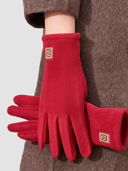 Sarah Express Women's Fleece Touchscreen Gloves - Winter Warm Thermal Gloves Deep Red One Size