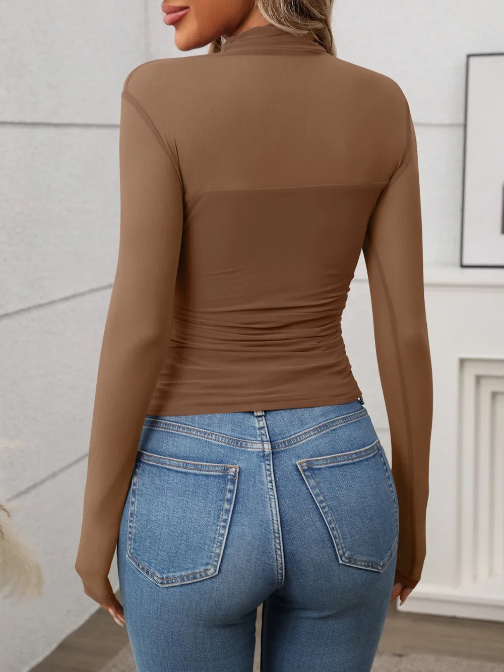 Sarah Express Women's Mock Neck Long Sleeve Top