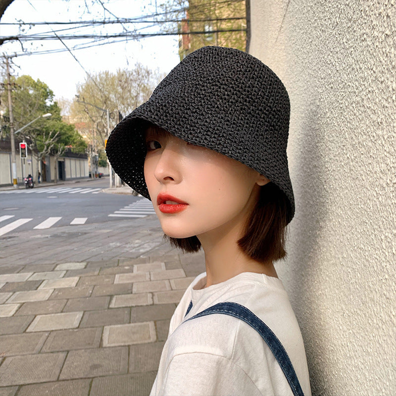 Sarah Express Women's Straw Beach Hat Sun Protection Bucket Hat Breathable Dome Crown Summer Accessory