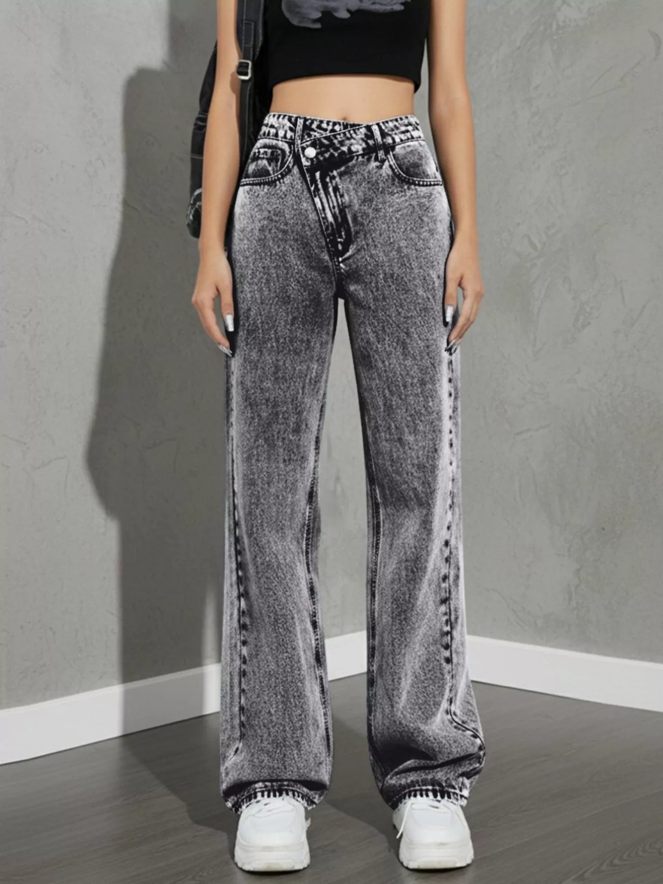 Sarah Express Women's High Waist Wide Leg Jeans