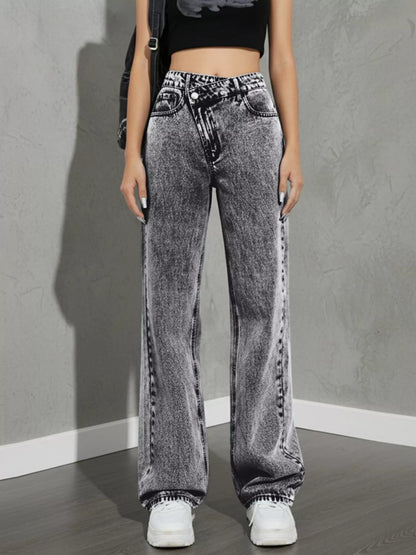 Sarah Express Women's High Waist Wide Leg Jeans