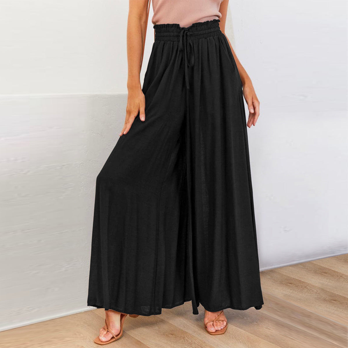 Sarah Express Wide Leg Viscose Casual Pants Loose Fit Draped