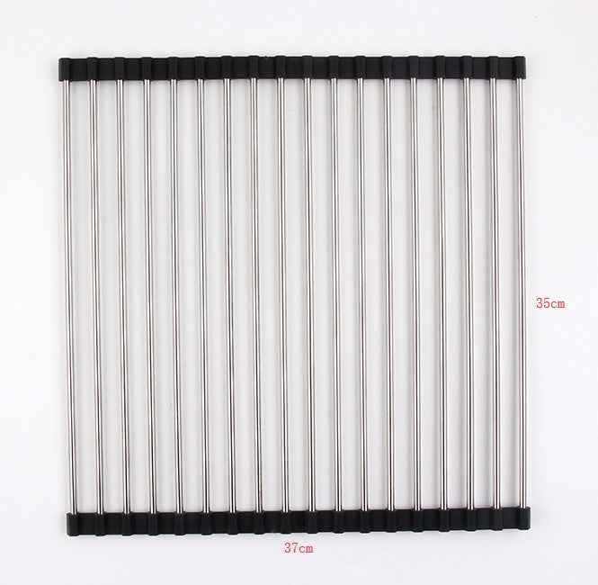 Sarah Express Folding Kitchen Sink Rack - Stainless Steel Dish Drainer Organizer Black 18 S