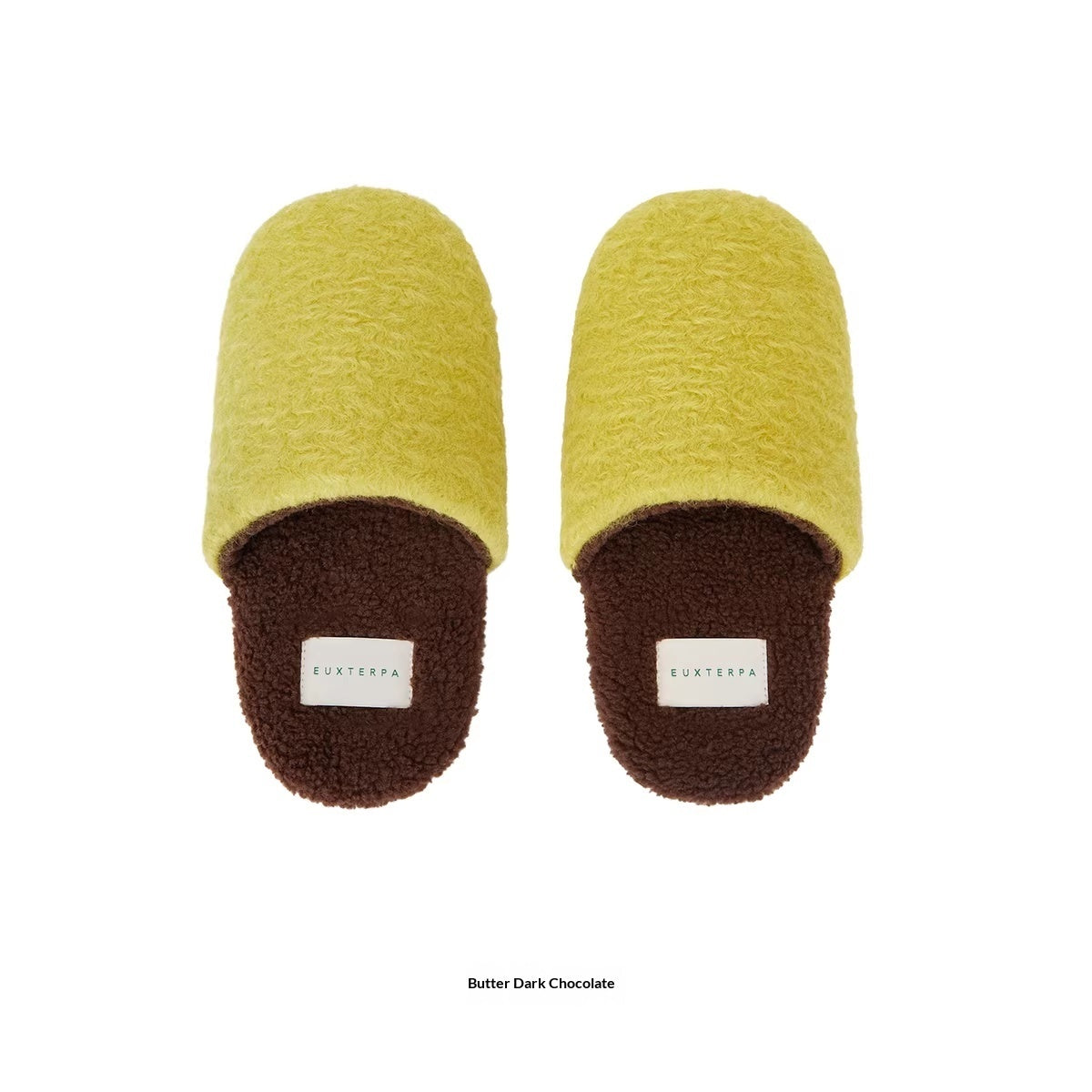 Sarah Express Woolen Color-Blocked Home Slippers - Warm Non-Slip Indoor Cotton Slippers for Women & Men Butter Dark Chocolate