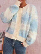 Sarah Express Women's Ribbed Hem Button Up Cardigan