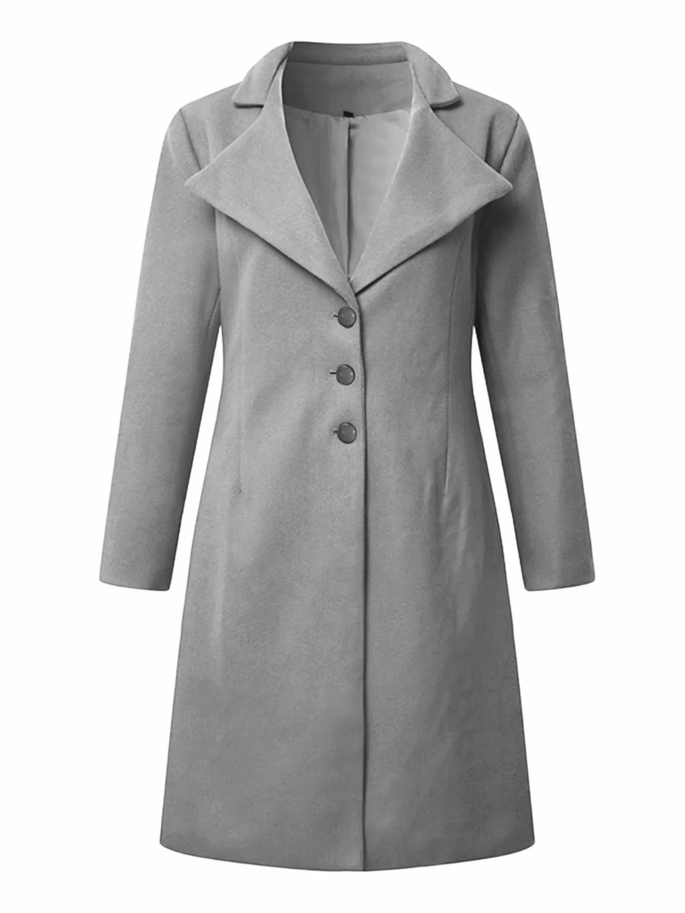 Sarah Express Women's Single-Breasted Long Sleeve Overcoat Plus Size