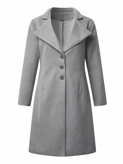 Sarah Express Women's Single-Breasted Long Sleeve Overcoat Plus Size